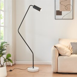 Lampadar modern Vatka GU10 din metal negru cu baza din marmura alba