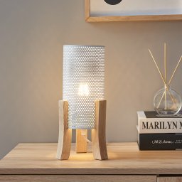 Lampa de masa Joelleldsvin 30x14x14 cm, alba, lemn si metal