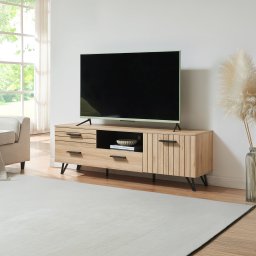 Comoda TV Noppen 150x38x49 cm, aspect stejar si negru, [en.casa]