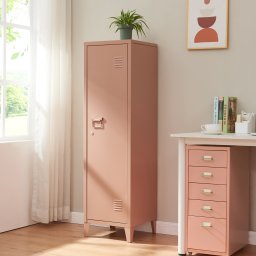 Dulap metalic vestiar Kurikka cu 1 usa, 137x38x38 cm, maro deschis