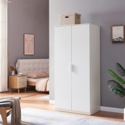 Dulap pentru haine alb cu 2 usi si polita 176x80x52 cm, Eiselfing