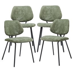 Set 4 scaune dining Köma verzi închise, tapitate, cadru metalic