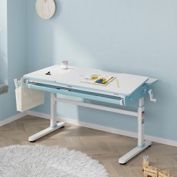 Birou pentru copii reglabil pe inaltime Kuosa 120x60 cm albastru/alb