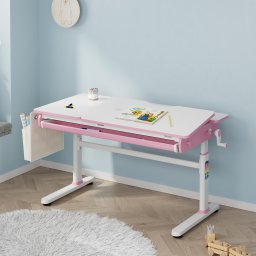 Birou reglabil pe inaltime pentru copii Kuosa 120x60 cm roz/alb