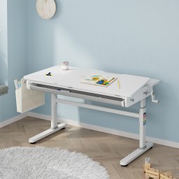 Birou reglabil pe inaltime pentru copii Kuosa 120x60 cm, gri/alb