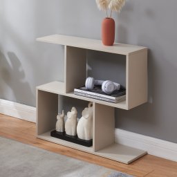 Masa laterala cu rafturi Koxjö, bej, 57x60x20 cm, [en.casa]