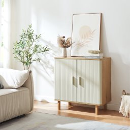 Comoda living Ferrersp cu 2 usi, 80x80x40 cm, stejar si nisip