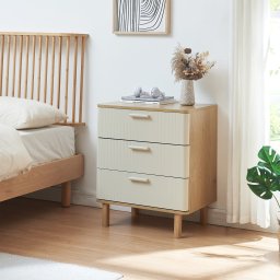 Comoda Ferrersp cu 3 sertare, stejar si nisip, 70x60x40 cm