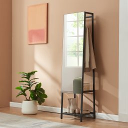Oglinda cuier 2 în 1 Klilbojle, 160x40x35 cm, negru, [en.casa]