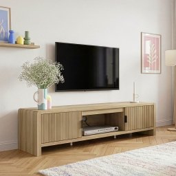 Comoda TV Lukkodso 150x40x40 cm, aspect stejar mediu, [en.casa]