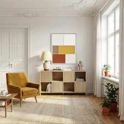 Comoda living Lukkodso 145x77x30 cm, aspect stejar mediu