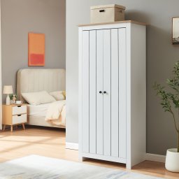 Dulap pentru haine Trorjam 175x80x52 cm alb cu aspect de stejar