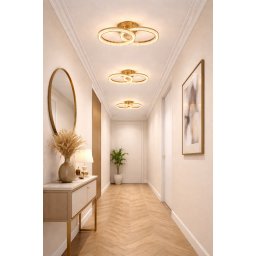 Lustra Mini Double Ring Glam, Auriu