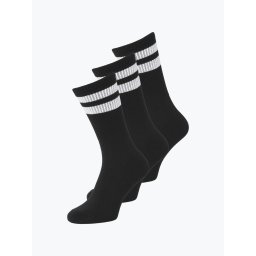 Jack & Jones Set 3 perechi de sosete tenis, barbati, JACTRAVIS, cu logo, Negru (SELECTATI MARIMEA: Universala)