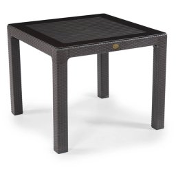 IRIS Plastic de grădină masă rattan cu o placă de sticlă maro 90x90cm GF-820BR