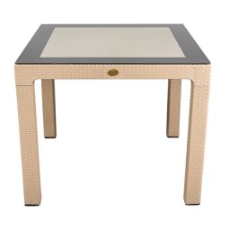 IRIS GF-820C ORIGINAL CAPPUCCINO plastic de grădină masă cu o placă de sticlă 90x90cm