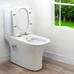 Set vas WC cu functie bideu DuoComfort, Back-To-Wall, Rimless, Candore TempoLine Oval White, capac Duroplast cadere lenta, baterie amestec,