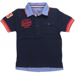 Tricou polo bleumarin cu guler dublu si imprimeu (3147), 6 ani / 116 cm