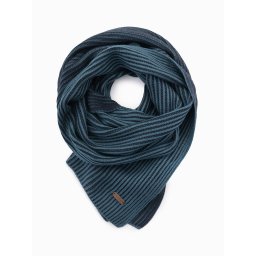 Ombre Knitted men's two-tone striped scarf - navy blue and sea