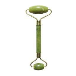 Accesoriu pentru masaj facial si terapeutic Piatra de JAD (verde) cu 2 capete si husa in