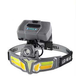 Lanterna frontala LED cu acumulatori reincarcabili si incarcare solara 11 moduri iluminare 2400mAh
