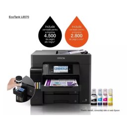 Multifunctional inkjet color CISS Epson EcoTank L6570, Duplex, Wireless, ADF, A4, Negru