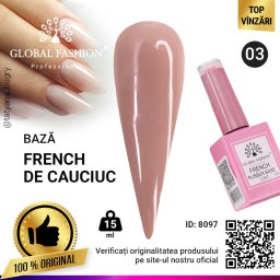 Rubber Base Coat French, Global Fashion, 15 ml, 03 Nude