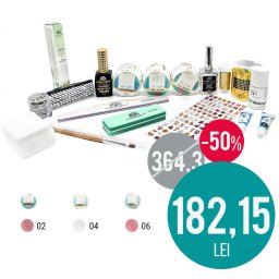 Kit unghii false cu Gel UV, top, baza, accesorii