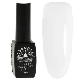 Cauciuc baza de gel lac de unghii french, culoare-transparent lapte, Rubber Base Coat French, 8 ml, Global Fashion 07