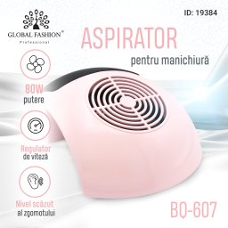 Aspirator, colector praf unghii 80W, BQ-607, culoare roz