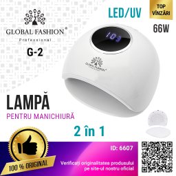 Lampa LED/UV G2 pentru uscat unghii, Global Fashion, 66W, display, timer, alba