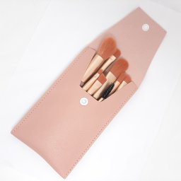 Set de pensule de machiaj portabile, 8 bucăți (cutie de culoare piersică)