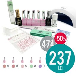 Kit unghii false cu lampa Uv/Led Sun1 48W + baza color + top + accesorii