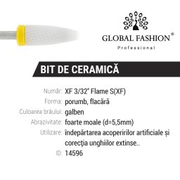Capat de freza ceramica, galben, XF 3/32 Flame S(XF)