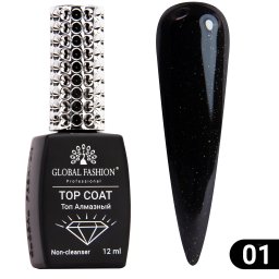 Top Coat cu shimmer Galaxy, fara strat de dispersie, Global Fashion, 12ml, 01