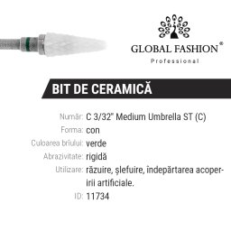 Bit ceramica, indepartarea acoperirii artificiale, forma con, abrazivitate rigida, C Mediu Umbrella ST(c)