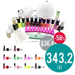 Kit „Ojă semipermanentă 15 ml (10 buc) + Lampa + Freza electrică”