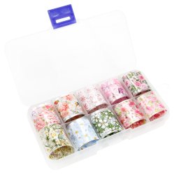 Set folii de transfer, folie de unghii, 10 modele, flori