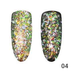 Втирка pentru unghii, Fulgi de Yuki Global Fashion, argint-verde