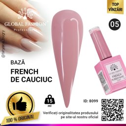 Rubber Base Coat French, Global Fashion, 15 ml, 05 Roz