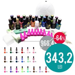 Kit Oja semipermanenta Global Fashion, Lampa UV/LED Sun1 48W + 10 oje Premium + baza + top