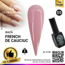 French Rubber Base Coat, Global Fashion, 8 ml, Roz 05