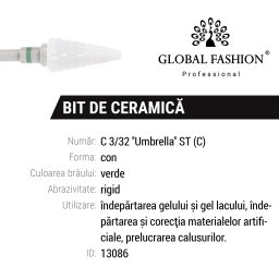 Ceramic nozzle, cone with green notch, C 3/32* Umbrella ST (C)