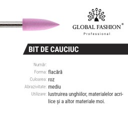 Bit de cauciuc, forma flacara, roz