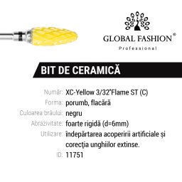 Ceramic yellow nozzle, corn with black notch, XC Yellow 3/32* Flame ST (C)