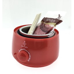 Kit epilare cu ceara granule, BeeNails, cu incalzitor ceara rosu, 1 x 100 g, 1 x incalzitor ceara, 1 x set 10 spatule