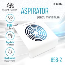Aspirator praf unghii 858-2, 80W, culoare albă