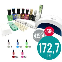 Kit „Ojă semipermanentă 15 ml (5 buc) + Lampa”
