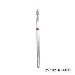 Freză de diamant pentru cuticule, flacără, crestătură roșie 257-021R
