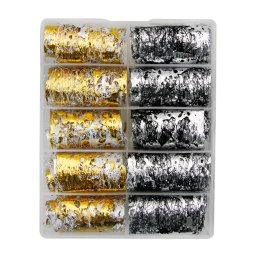 Set 10 bucati folie de transfer pentru unghii, argintie/aurie